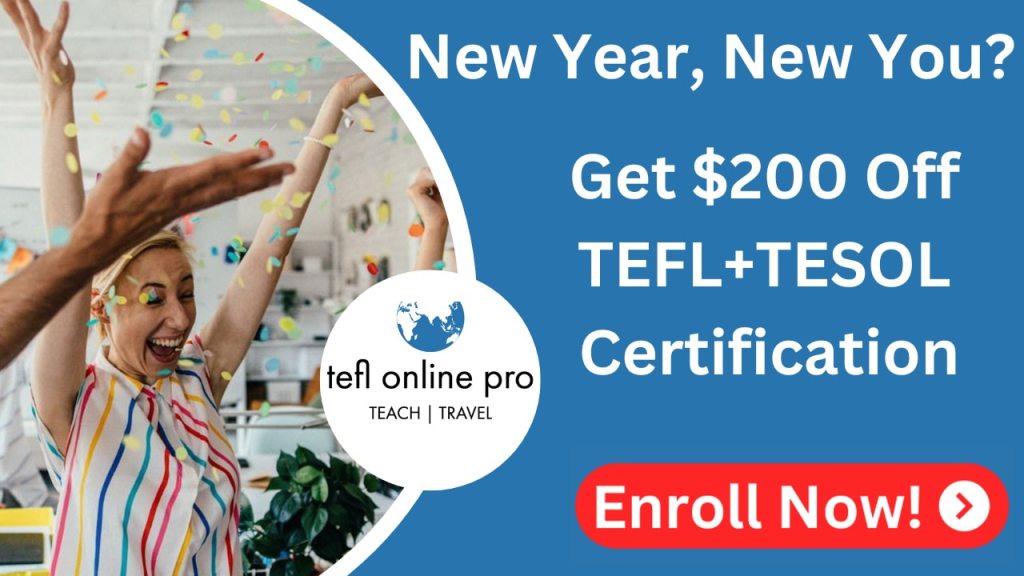 TEFL Online Pro $200 Off New Year 2026 Offer on Trusted TEFL Reviews.